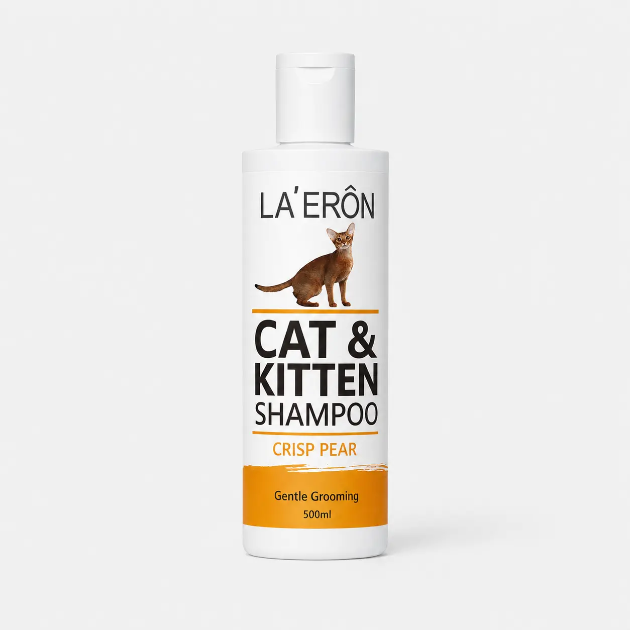LA'ERÔN Cat & Kitten Shampoo (500ml) - Crisp Pear Scented Gentle Grooming, Mild & Tearless Formula Pet Wash for Sensitive Skin, Softening & Deodorizing