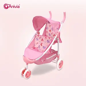Anivia Brand Doll Stroller, Role Play Toy, Foldable Doll Stroller for Kids Aged 3+, Fits 11-18 Inch Dolls, Silent Wheels, Perfect Gift