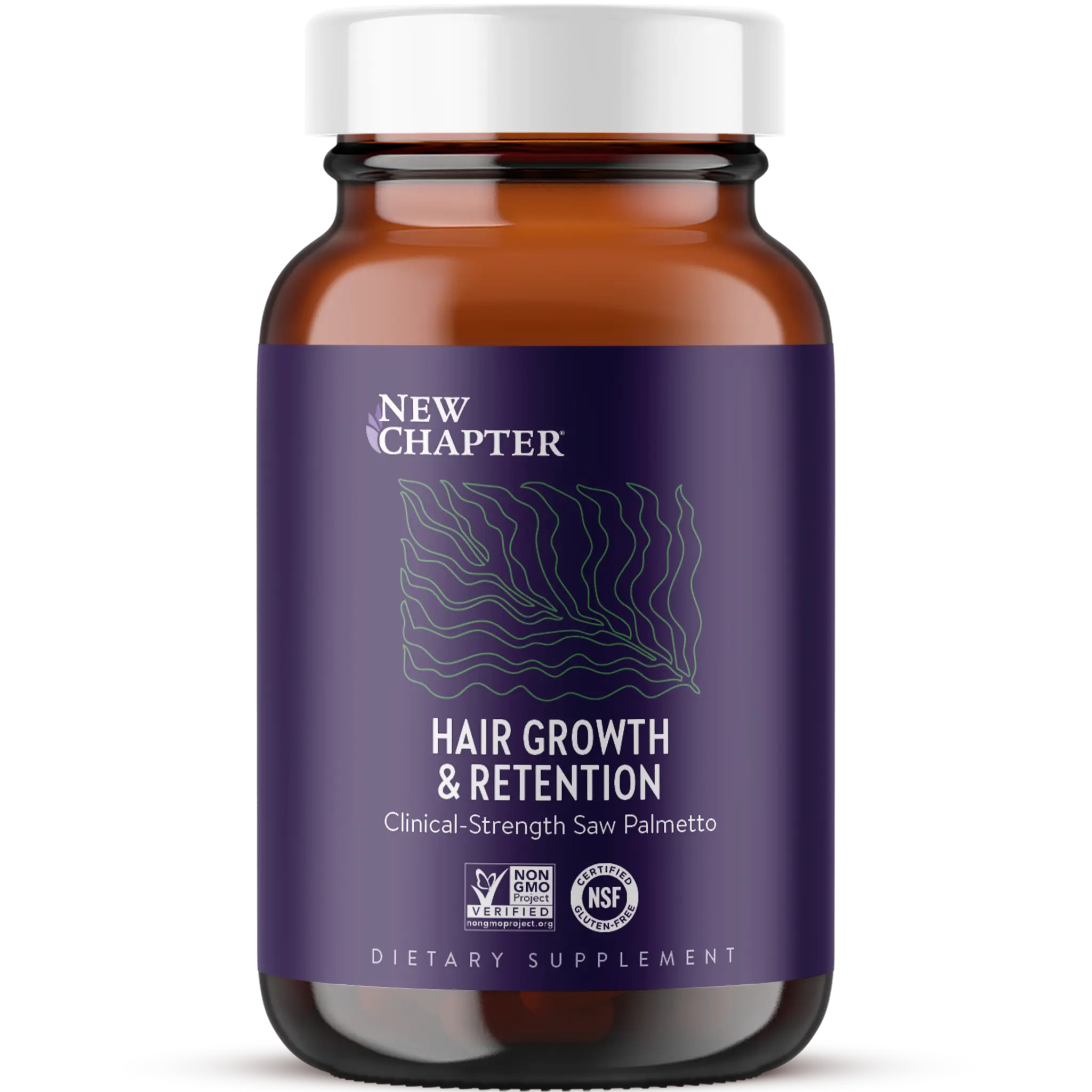 New chapter Hair Growth & Retention with Clinical-Strength Saw Palmetto for Reduced Shedding + Fuller, Stronger Hair from the Root for Men & Women - 30 ct