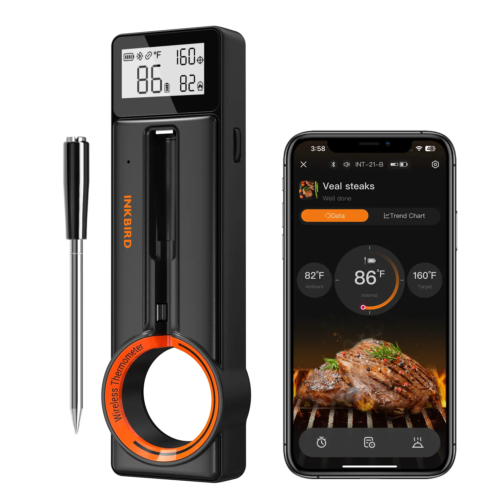 INKBIRD Wireless Digital Meat Thermometer  Waterproof Kitchen Gadgets,  Cooking & Outdoor BBQ Utensil with Temperature Alarmgifts for dad,gifts for him summerwins