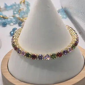 multicolor  zircoins bracelet plated gold 14k