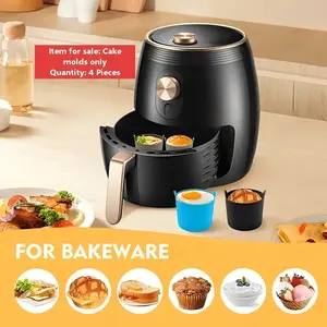 4-Pack Mini Cake Molds, Non-Stick Baking Mold for Air Fryer and Steamer, Easy Release, Reusable, Dishwasher Safe, Ideal for Muffins and Healthy Meals, Silicone Baking Molds, Muffin Cups