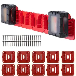 10-Pack Wall-Mounted Battery Holders, Durable Storage Rack for Cordless Tool Batteries, Safety Storage for Garage, Truck, Toolbox (includes Screws), Construction Tool Organizer, Cordless Tool Organizer