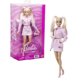 Mattel - Barbie Deluxe Style Fashion Doll #9 in Matching Pink Denim Jacket & Skirt Set, Blonde  [COLLECTIBLES] Paper Doll