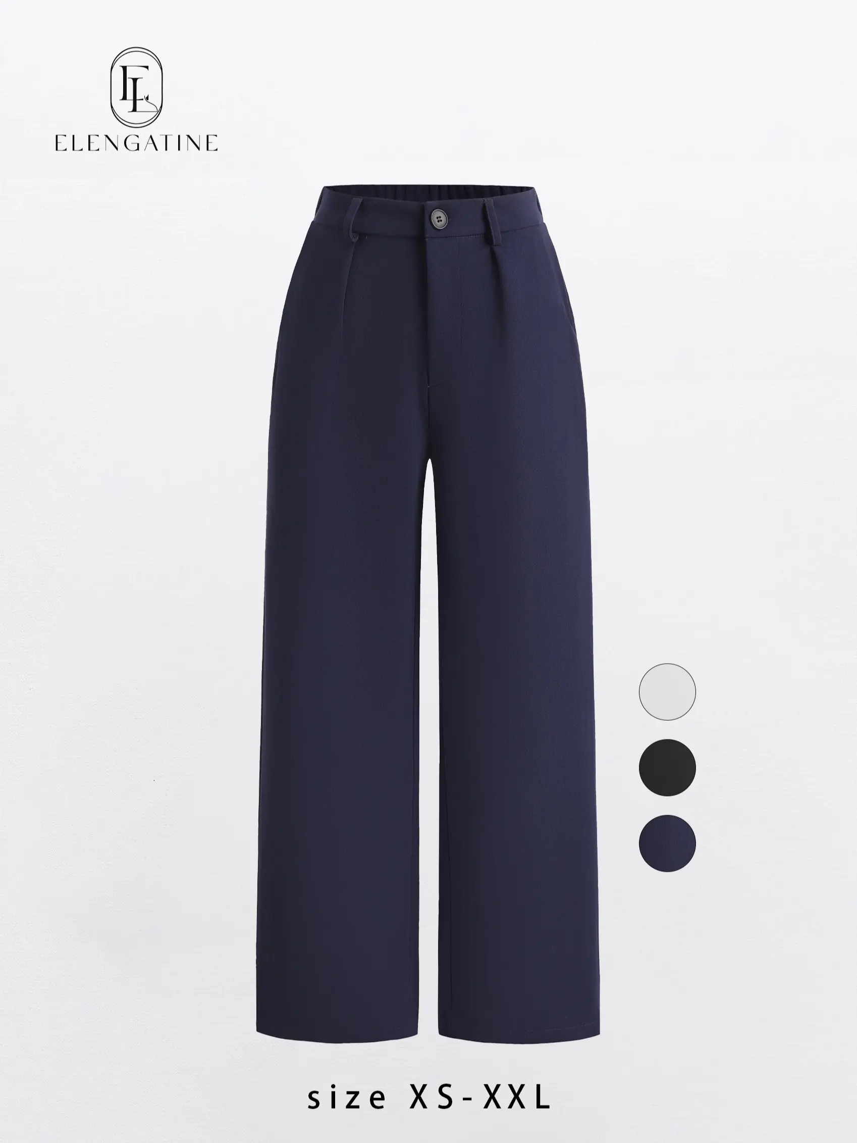 EL ELENGATINE Women's Wide Leg Work Pants, High-Waist Pleated Stretch Fabric Trousers for a Smart Casual Everyday Style, Polyester, Blouses, Clothes For Women, Office Work Clothes, Effortless Pants, Stretchy Pants