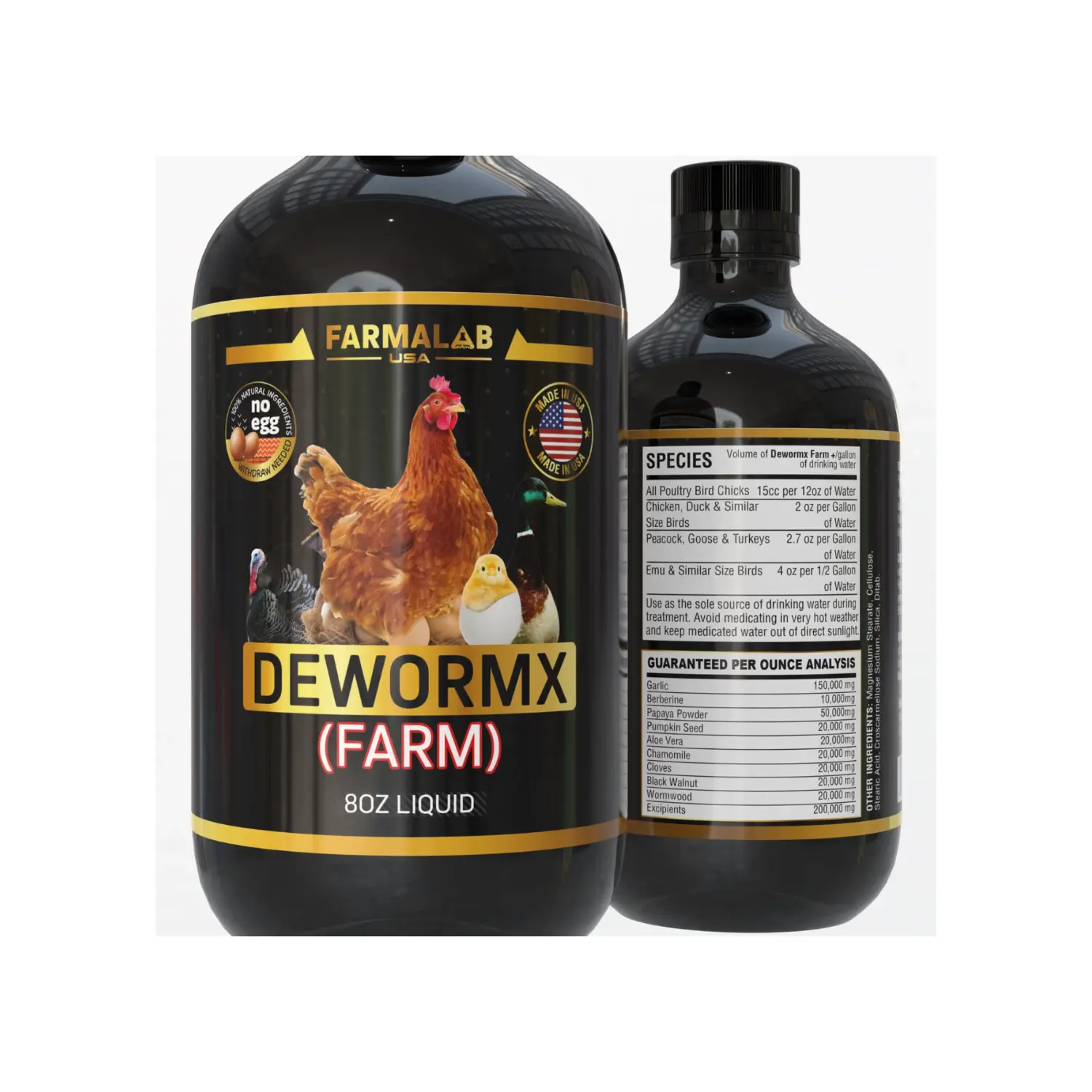 Chicken Dewormer Liquid All-Natural Formula 8oz Safe for Egg-Laying Poultry Farm