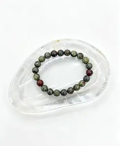 1pc Natural Dragon's Blood Jasper Bracelet for Men & Women, 8mm Round Gemstone Beads, Healing Crystal Bracelet for Strength, Handmade Jewelry