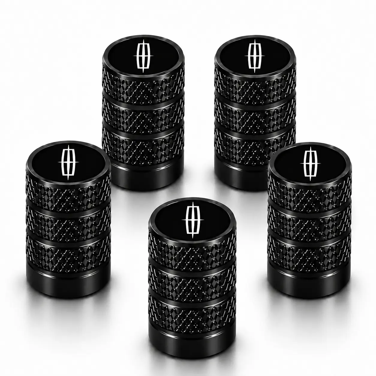 Lincoln Wheel Valve Stem Caps (5-Pieces) for Navigator, Aviator, Nautilus, Corsair, Continental, MKZ - Luxury Look, Anti-Rust, Anti-Dirt, Leakproof Round SUV Exterior Accessories, Wheel Valves