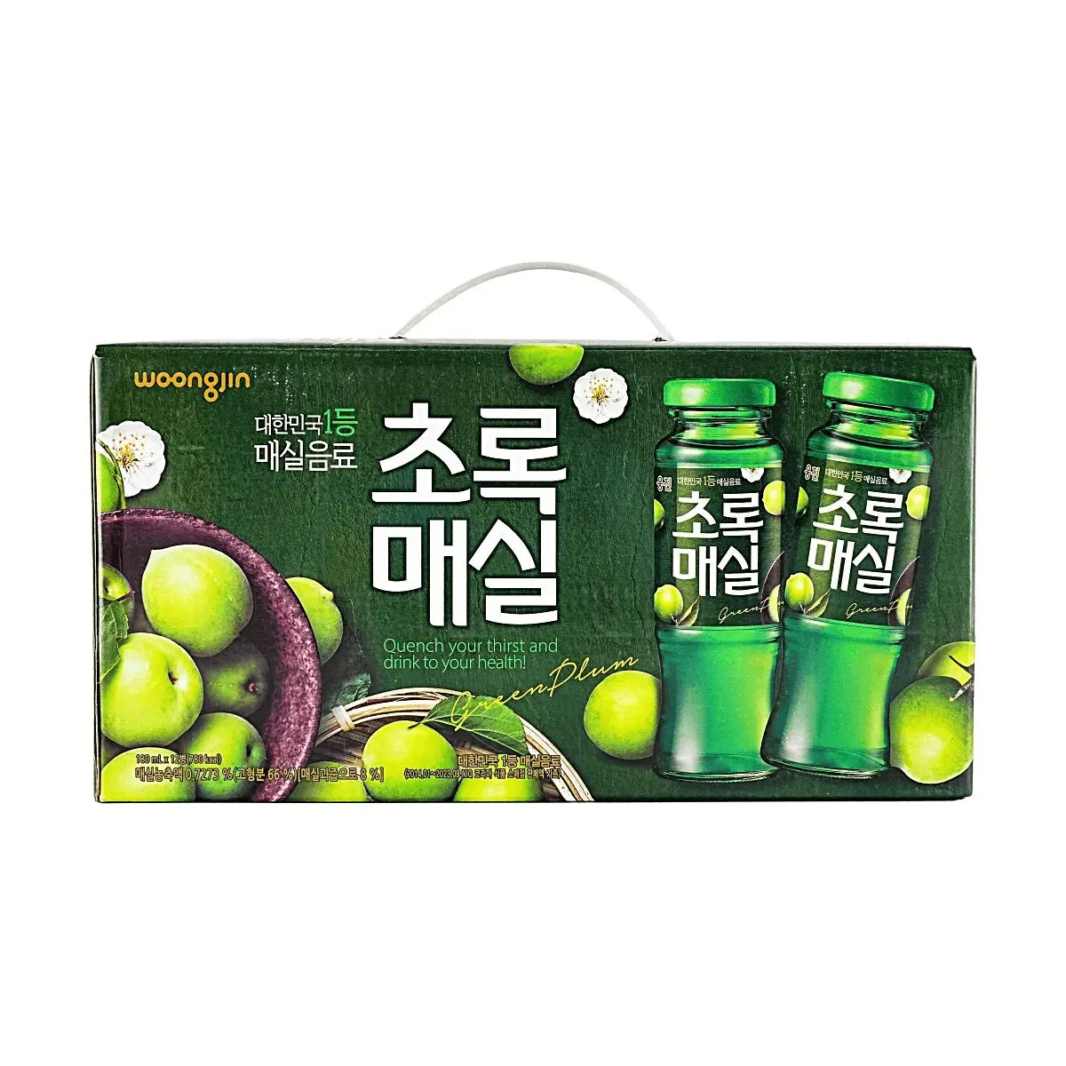 WOONGJIN Korean Green Plum Juice Drink - 180ml x 12 Bottles, Refreshing & Appetizing, Perfect for Gifts
