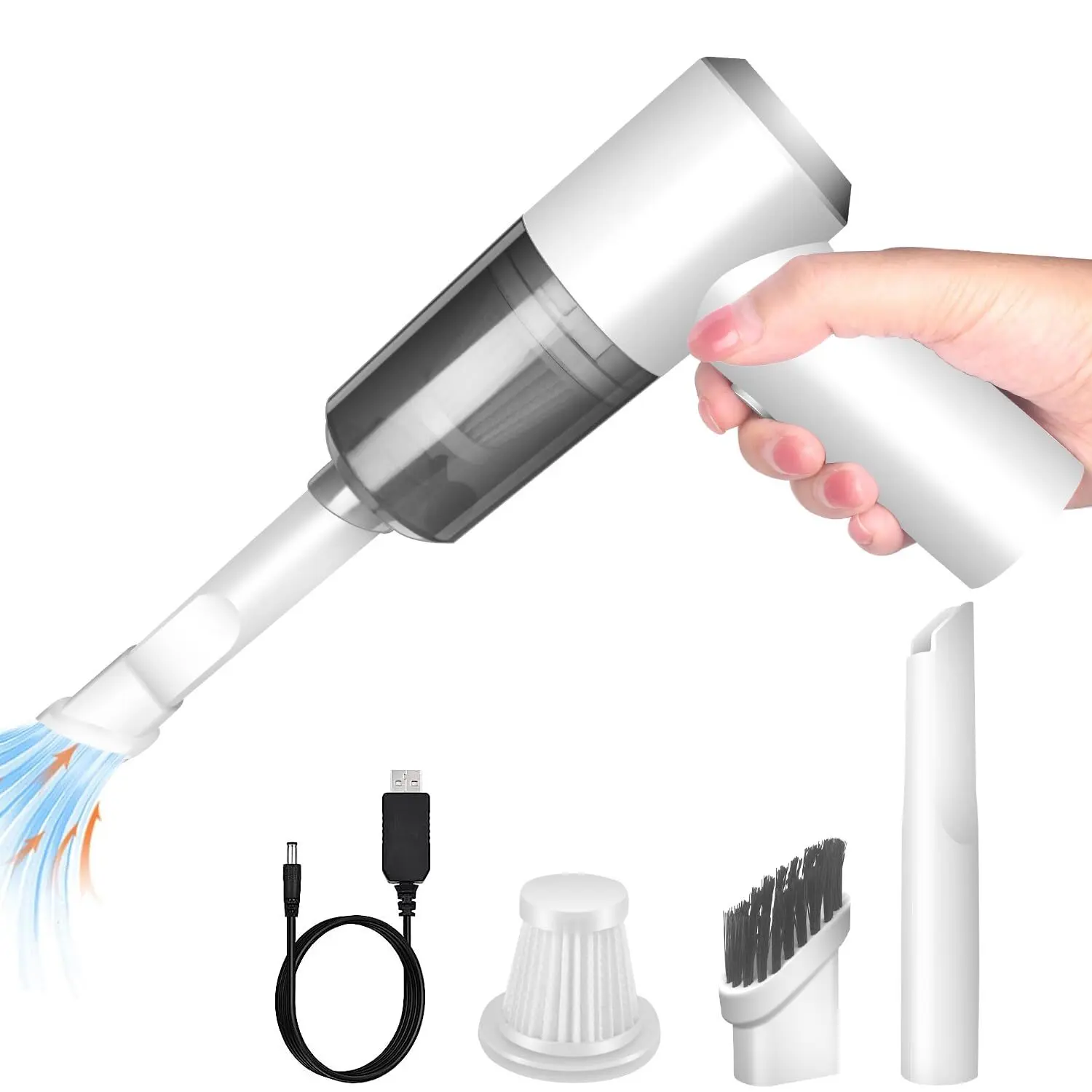 YUNYILAN Cordless Handheld Vacuum Cleaner High Power Rechargeable Mini Portable Vacuum for Home Office and Car Cleaning (White)