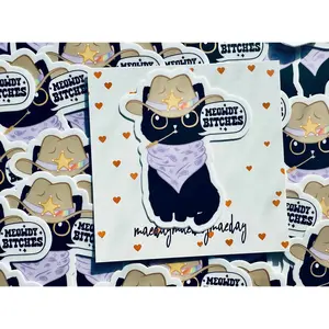 Meowdy B**ches! Sticker, Black Cat Sticker, Cowboy Cat Sticker, Chaos Creator Gift