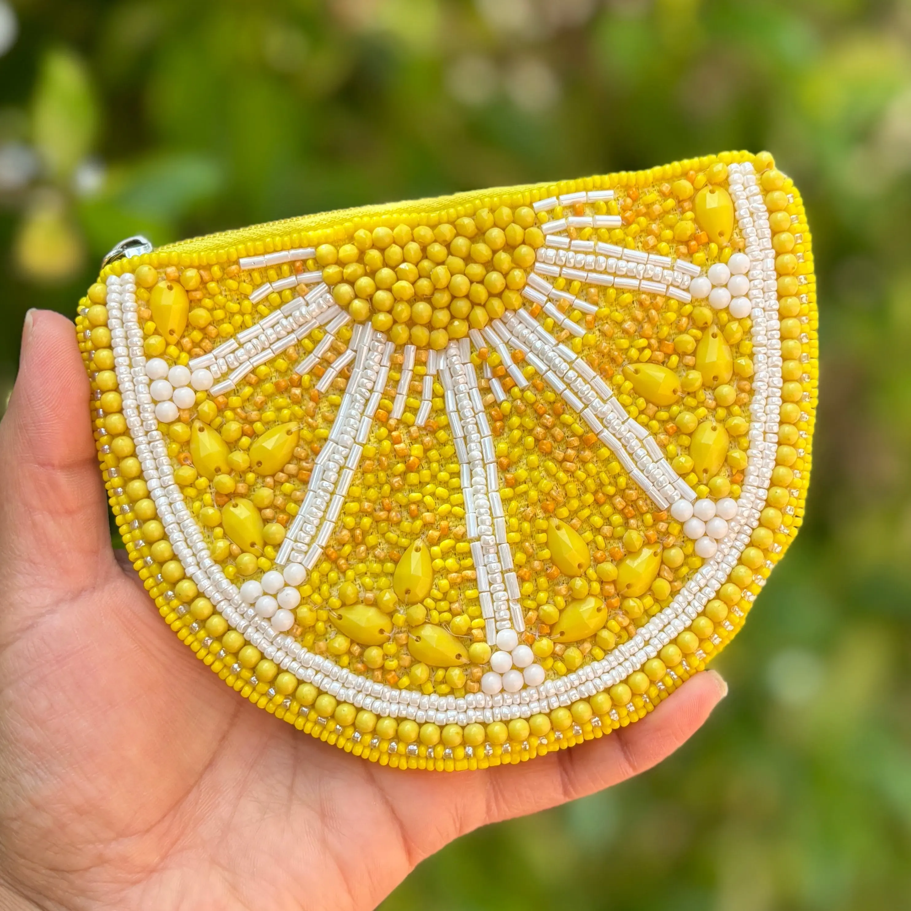 Lemon Beaded Pouch Purse