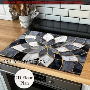 1 piece of 2D/flat black and white marble patterned stove protective cover Stove Plate, luxurious rubber stove protective cover, suitable for high-end kitchens, elegant restaurants, diatomaceous earth oven mats, coffee machine absorbent mats