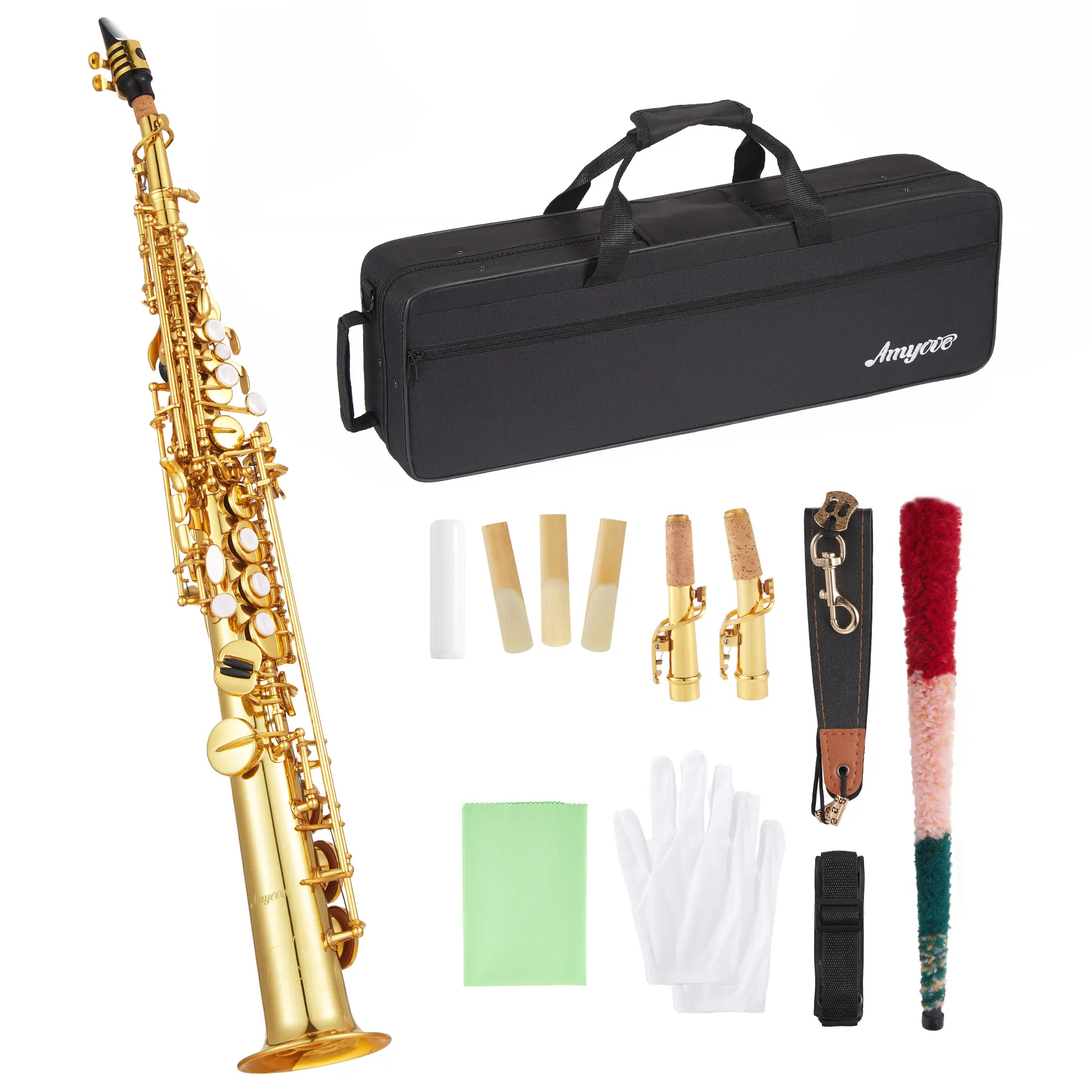 Gaomon Bb Soprano Saxophone - Unisex Copper Brass Wind Instrument for Beginners, with Carrying Case, Mouthpiece, Ideal for Band Practice, Stage Performance, Premium Sound & Smooth Playability, Saxophones