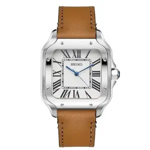 Santos Mod Automatic Watch, Brown Fashion Watch Accessory with Leather Strap