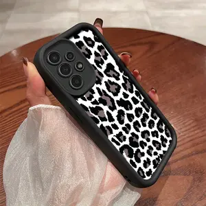 Simple and Unique Black White Brown Leopard Pattern Phone Case, TPU Shockproof Full Protection Case, Suitable for Samsung S21/22/23/24/25/NOTE20 PLUS ULTRA FE A13/14/15/16/17/33/34/35/36/52/53/54, Ideal Gift for Friends and Family, T215