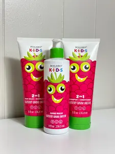 Bolero K Raspberry Banana Smoothie Bath & Body Set 3-Piece Includes 2-in-1 Shampoo Conditioner Hand Wash & Fizzers Gentle Tear-Free Formula for Kids