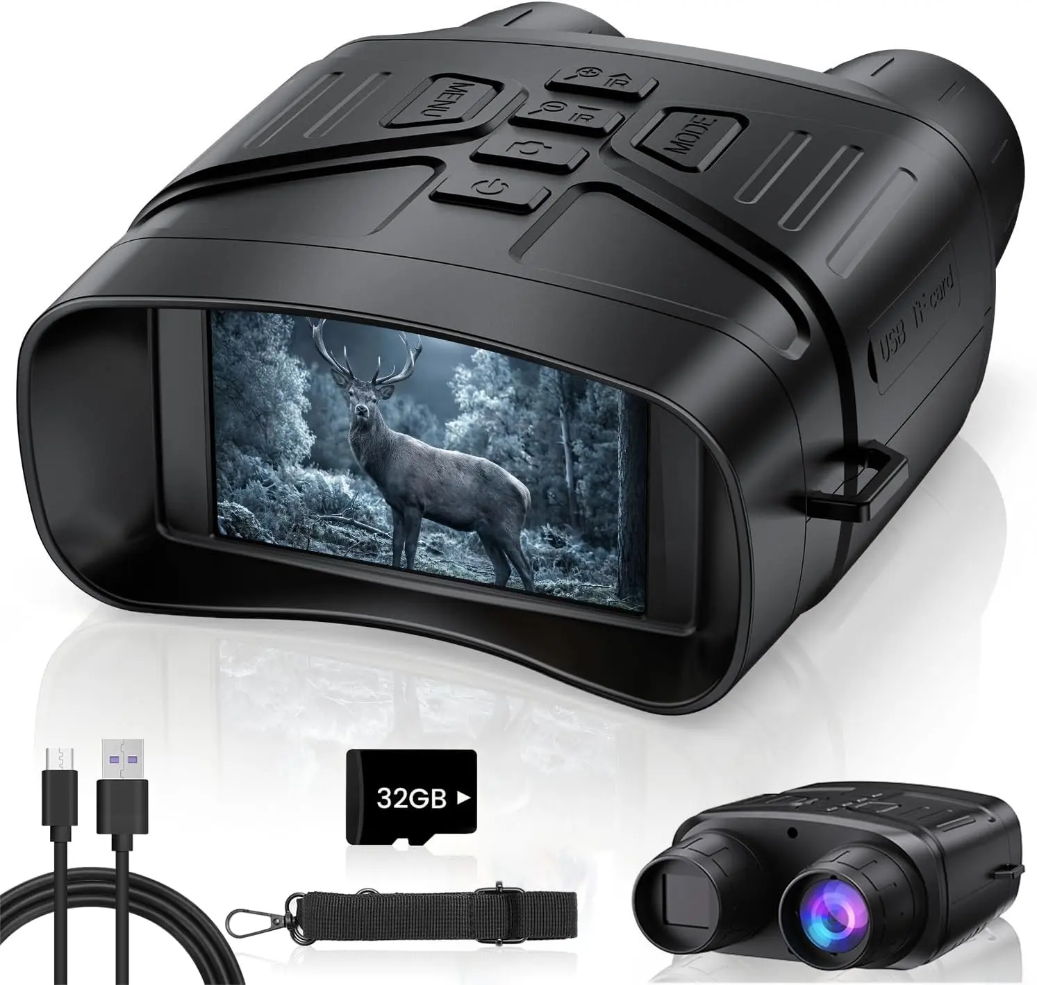 Night Vision Goggles for Adults, 4K Night Vision Binoculars with 5000mAh Rechargeable Battery and 32GB TF Card for Hunting, Wildlife Observation and Security