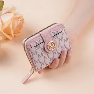 Women's Short Fashionable Letter Print Zipper Coin Purse Versatile Short Wallet Gift for Mother, Wife, Girlfriend