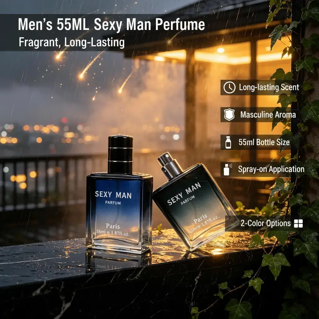 Men's 55ml Light Perfume - Sexy Parisian Scent, 2-Color Options, Long-Lasting, Masculine, Spray-On, Packaged Fragrance