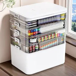 Multifunctional plastic sewing craft tool box, put away tools, suitable for medicine box storage, hair accessories, art supplies craft box, medicine box storage container with handle, cosmetics, tool box, perfect for home storage