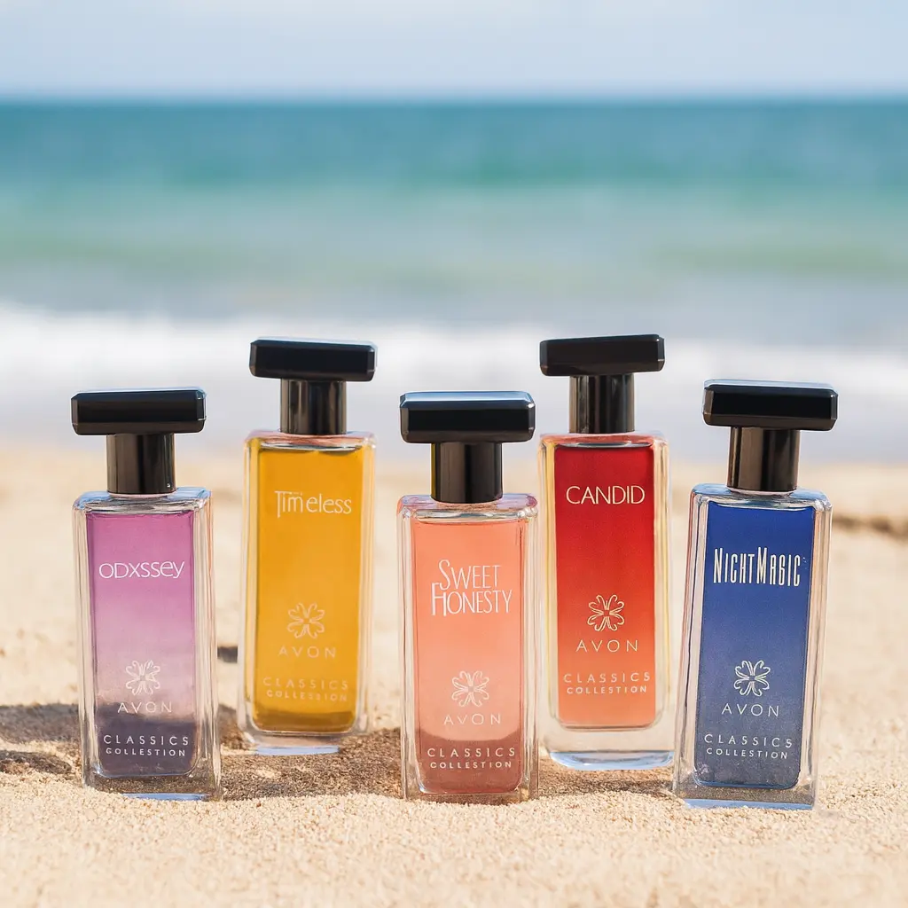 Avon Classics Collection Odyssey Timeless Sweet Honesty Night Magic & Candid SET of 5 1.7 oz Each Spray Perfumes with Unique Olfactory Experiences