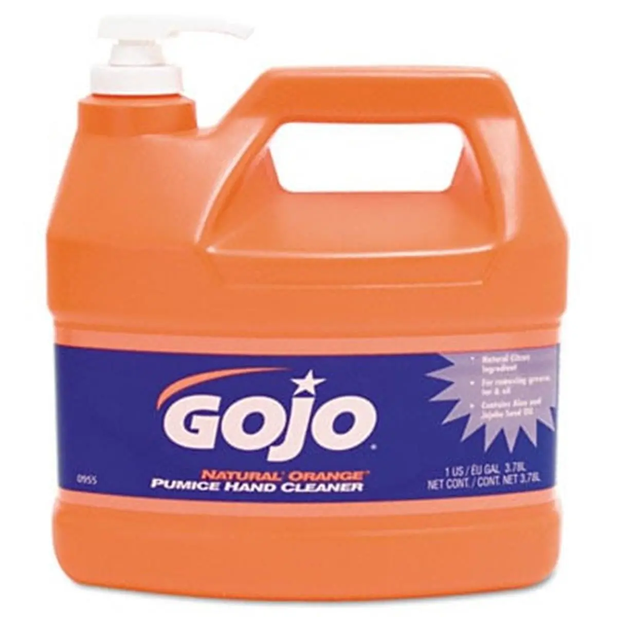 212 MAIN Gojo Natural Orange Pumice Exfoliating Cleanser - Unscented Hand Wash, Citrus Liquid for Removing Industrial Soils & Oil, 1gal Pump Bottle for Heavy-Duty Nail Use