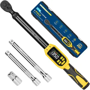 Digital Torque Wrench 3/8" Drive | 5-99.5 ft-lb | +-1% Accuracy |  Alert Multi | Electric Torque Wrench Digital for //Auto, 2 Extension Bars Reach Tight Spaces