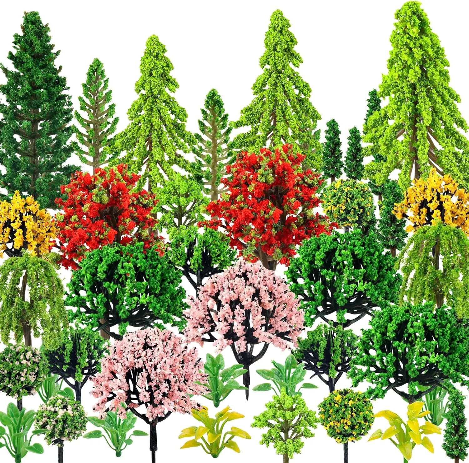 38 count Mini Model Miniature Trees, Mixed Model Colourful Trees Building  Scenery Architecture  Trees for DIY Crafts, Building Model, Scenery Landscape