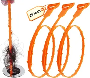 3 Pack 25 Inch Drain Snake,Drain Clog Remover,Sink Snake for Sewer Kitchen Sink Bathroom Tub Toilet Clogged Drains Relief Cleaning Tool