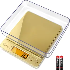 GOLD Food Scale, 3000g/0.1g Precision Scale with 2 Trays, Small Mini Scales Digital Gram and Oz, Reptile Scale, Digital Coffee Scale,Gadgets,Portable Kitchen Scale, StainlessSteel Kitchen Weighing Scale for Indoor Outdoor, Home Modern Measuring Tool