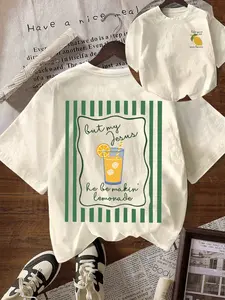Summer faith vibes unlocked! ☀️ | Retro Vintage green stripes + lemonade graphic Women Fitted Short Top—perfect for beach days, picnics, and sunny Sundays Everyday