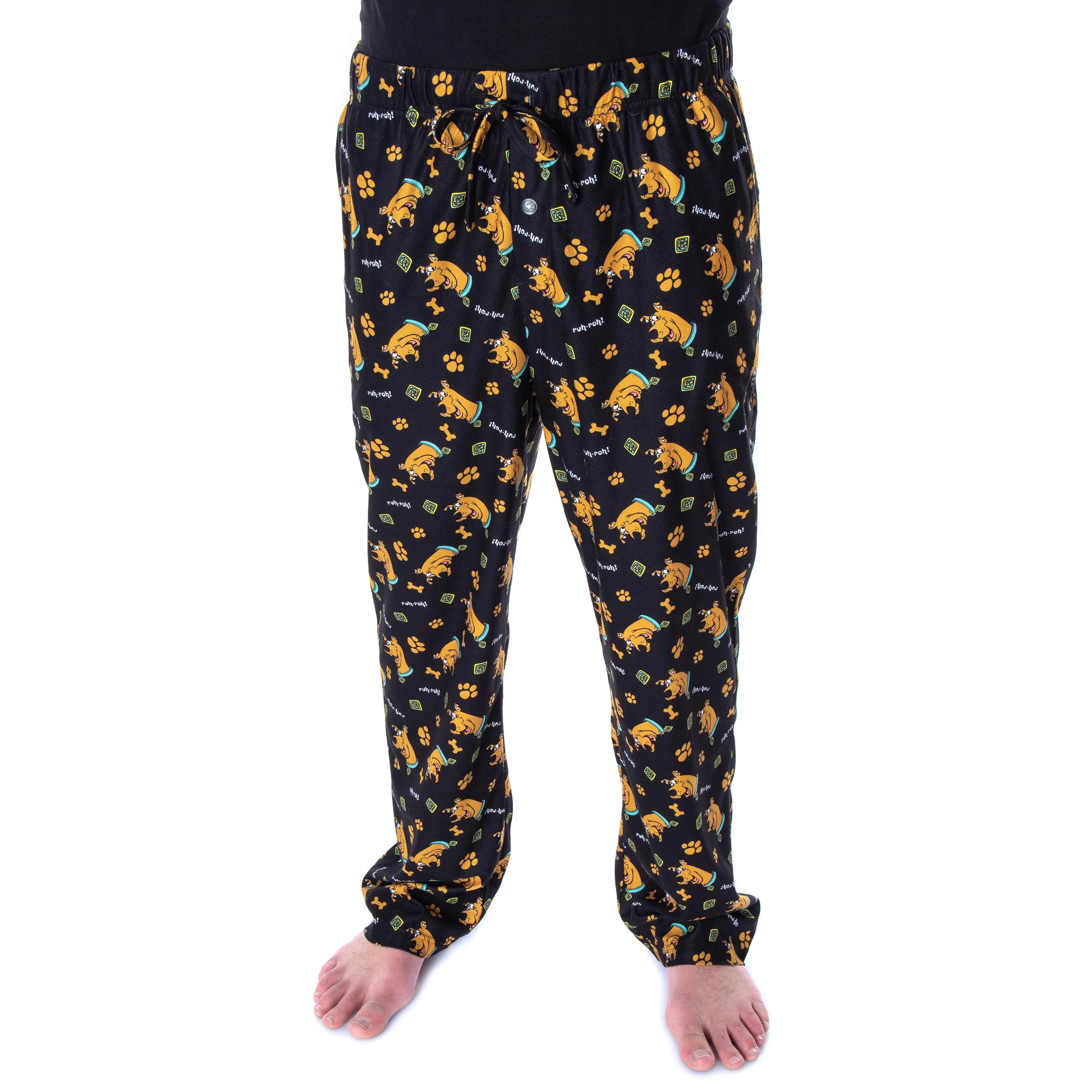 Scooby Doo Men's Ruh-Roh! Scooby Character Adult Sleep Lounge Pajama Pants, Polyester, Stretch, Lace