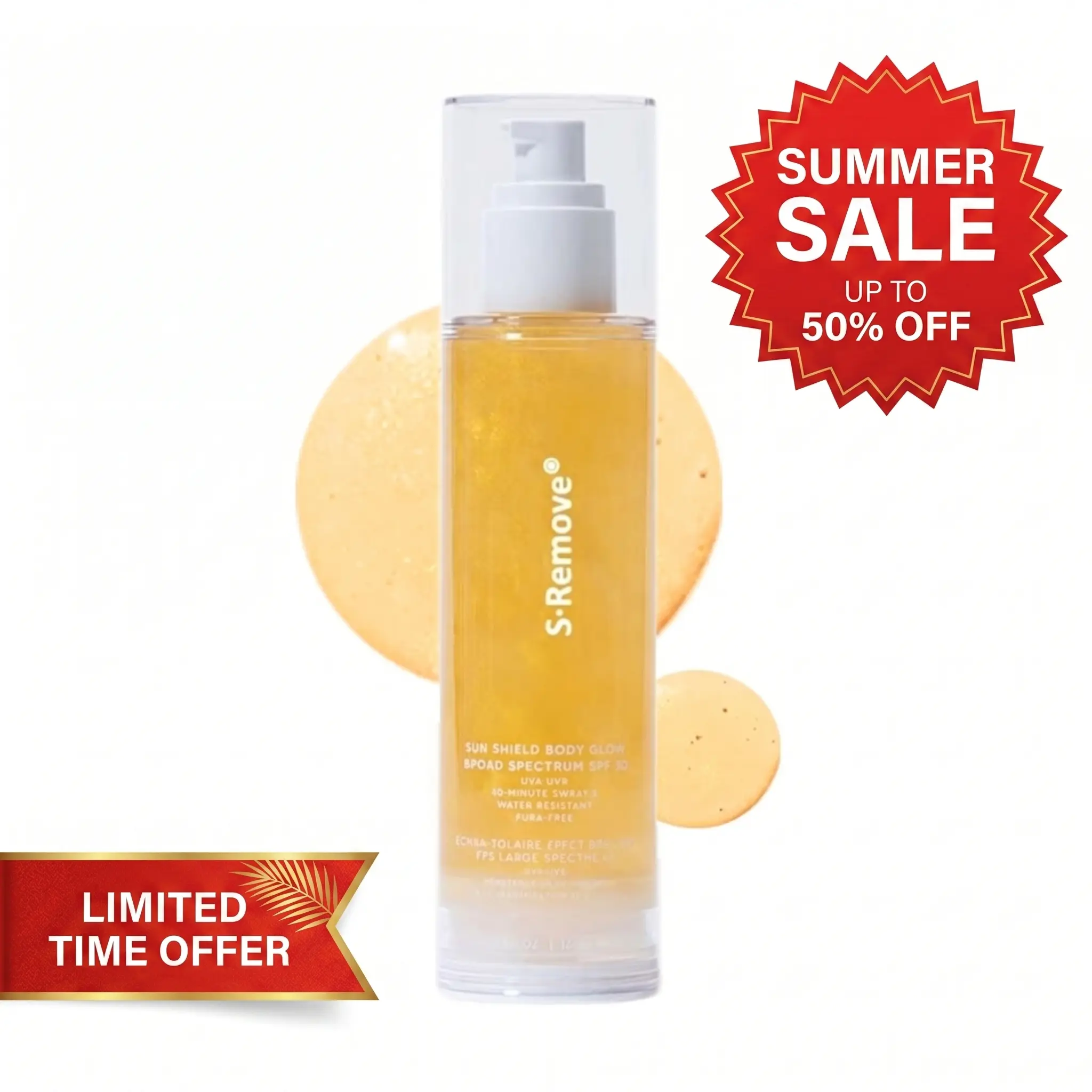 Body Glaze Broad Sunscreen SPF 50 Gel With Vitamin E,Coconut Oil | Lightweight Shimmering Gel | Glass Skin | Texture Absorbs Quickly | Water Resistant Moisture Hydrating Glow Body Care