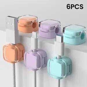 6 PCS Magnetic Cable Clips, Adjustable Cord Holder Management, Adhesive Wire Keeper Organizer for Home Office Desk Phone PC Car Wall Desktop Nightstand Appliance