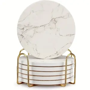 Luxurious Marble Ceramic Coasters - 12 Piece Set
