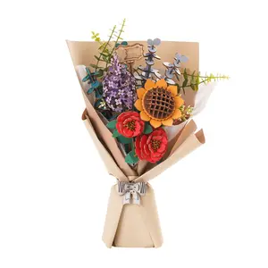 Robotime-Rowood Romantic DIY Wooden Flower Bouquet 3D Puzzles for adults Unique Design Sunflower Rose Camellia Lilac Home Decoration Gift Idea
