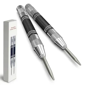 2 Pack Automatic Center Punch, 5 inch Heavy Duty Steel Spring  Center Hole Punch with Adjustable Tension Punch Tool for Metal  Glass Plastic