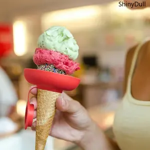 Mixed Colors 4-Pack Kids Ice Treat Holders Set, Leak-Proof Ice Cream Cone Stand with Drip Guard, Dishwasher Safe Kitchen Utensil, Mixed Colors-4Pcs