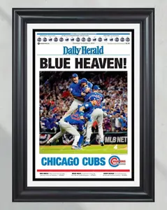 2016 Chicago Cubs 'BLUE HEAVEN!' World Series Champions Unframed Poster - 108 Year Wait Over Newspaper Print - Wrigley Field History - Cubs Fan Art