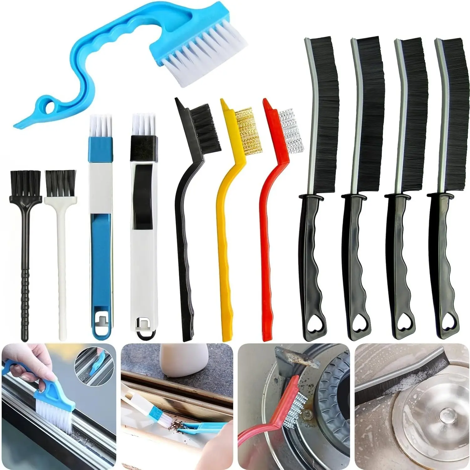 [Hand Tools Kits] 12Pcs/Set Crevice Cleaning Brushes,Small Gap Cleaning Brushes for Cleaning Bathroom,Kitchen,Window Grooves,Corners,Sinks,Washbasins,Showers,Faucets,Bathtubs,Gas Stove and Tiles,Summervibes