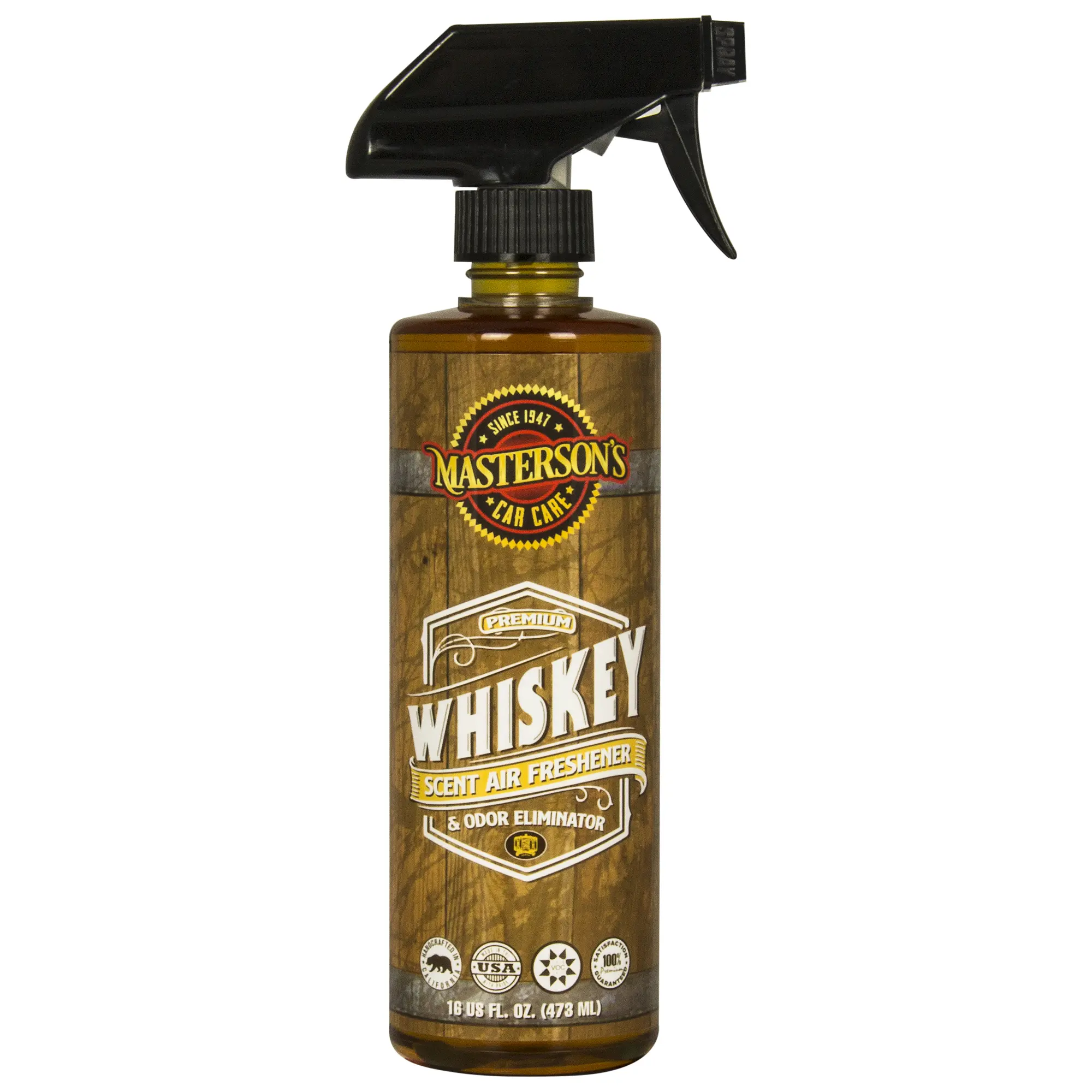MASTERSON'S CAR CARE 10-Year Aged Bourbon American Whiskey Scent Air Freshener & Odor Eliminator (16 oz) - Brown Sugar, Sweet Brown Sugar for Motor Vehicles, Homes