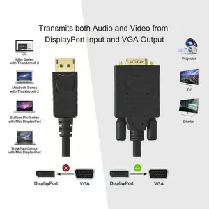 DisplayPort to VGA Cable Adapter Converter Full HD 1080p Video HDTV PC Monitor Desktop Laptop Versatile Connectivity Easy Installation