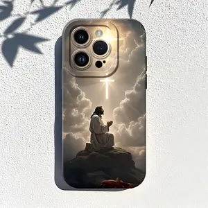 God Jesus Cross Pattern Phone Case , Soft Silicone ,Fully Protected and Shockproof Cover For iPhone 17 16 15  14 13 12 11 Pro Max Plus X Air 17e Christian