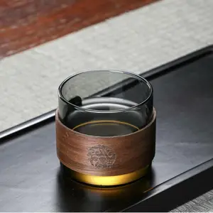 Elegant Smoke Glass Kung Fu Tea Cup, Stylish Drinkware, High Borosilicate Heat-Resistant Design, Perfect for Tea Lovers and Collectors, Durable Glass Cup, Drinkware Cups