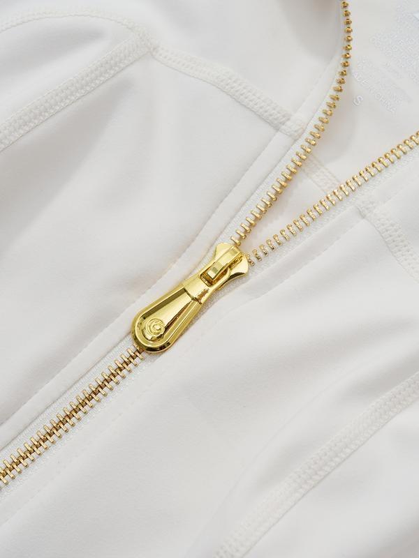 【Golden Ziipper】Two Piece Set Women's Soft Brushed Sport Jacket & 25" Inseam Leggings Set, Golden Zipper, Thumbholes, Casual Yoga Wear