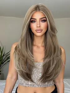 26 Inch Straight Synthetic Fiber Wig, Synthetic Natural Looking, Natural Parting, Suitable for Parties and Daily Use, All Seasons