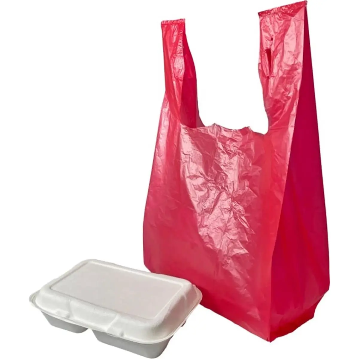 International Plastics  11.5 x 6.5 x 21 in. HD T-Shirt Bags - Red - Pack of 1000