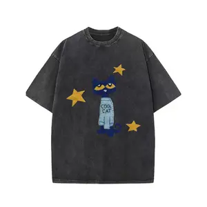 Digitex Unisex Washed Graphic T-Shirt Halloween Christmas Pattern Print Retro Streetwear Crew Neck Short Sleeve Loose Fit Casual Top Family Holiday Gift