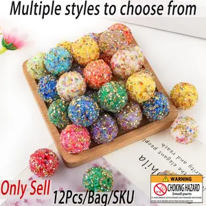 20mm Colorful Acrylic Bead (12pcs), DIY Handmade Bead, Beading Making, DIY Decorative Accessories for Pen & Keychain & Bracelet & Necklace, Diy Mix Beads